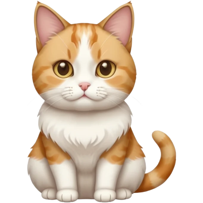 full body calico tabby + white cat with tiny head and fat body emoji