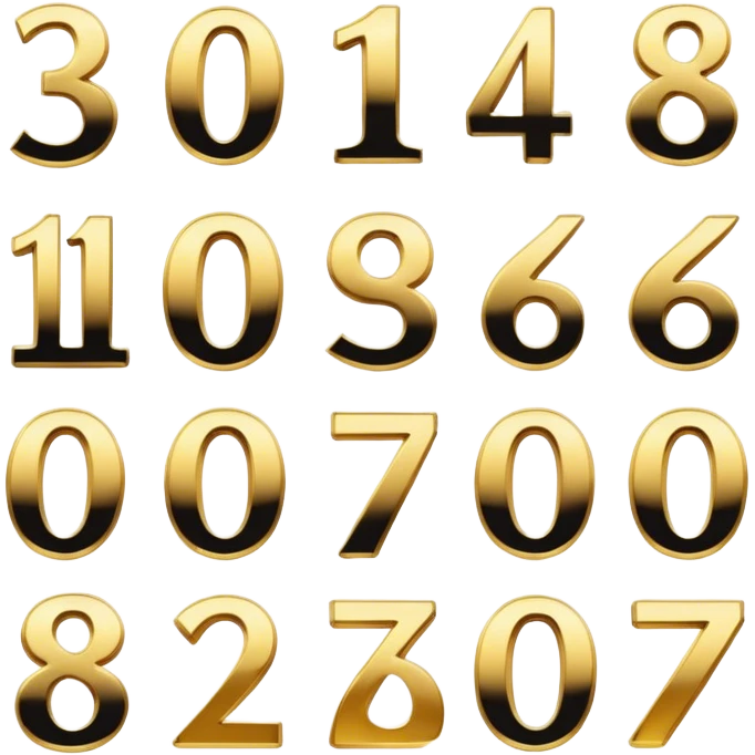 Gold and black numbers emoji