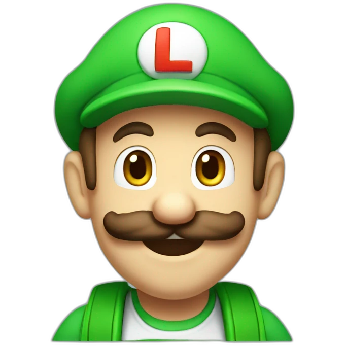 Luigi making a funny face emoji