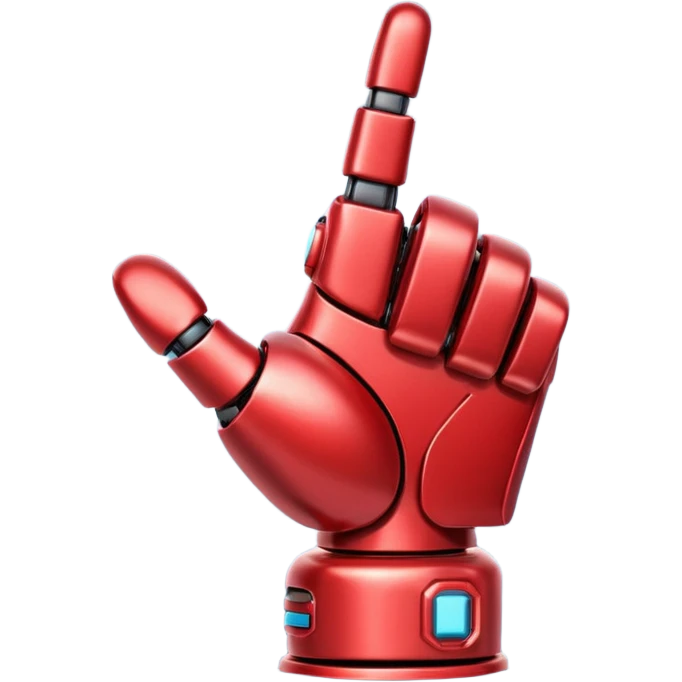 robot hand closed fist but the thumb is up and make the color of the robot  in the shade red emoji