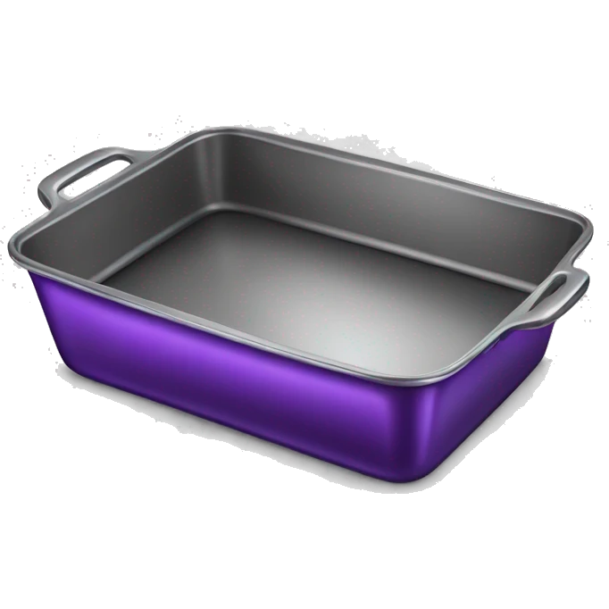 Realistic empty metallic purple baking pan with handles. emoji