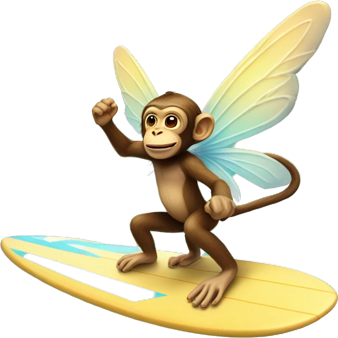 Monkey fairy riding a surfboard emoji