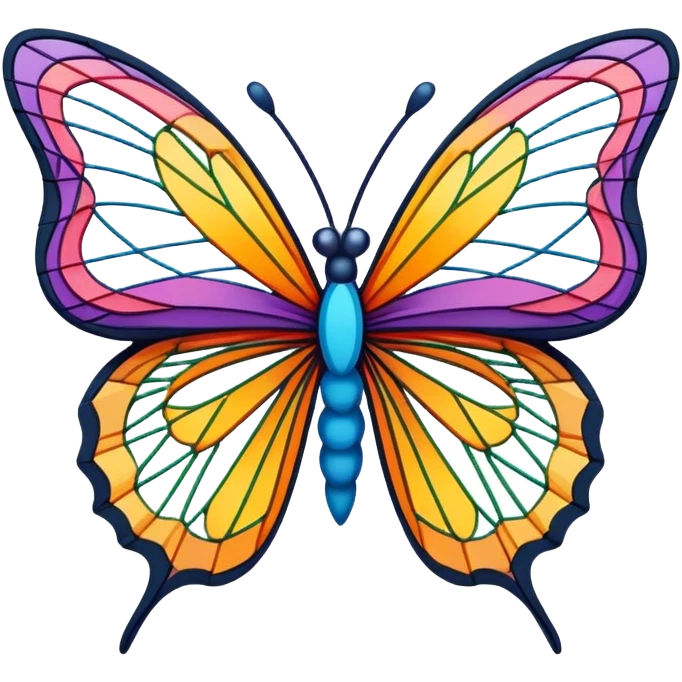 String art icon, colorful threads forming a butterfly shape, intricate design, geometric patterns, vibrant colors, minimalistic style, clean lines, transparent background. emoji