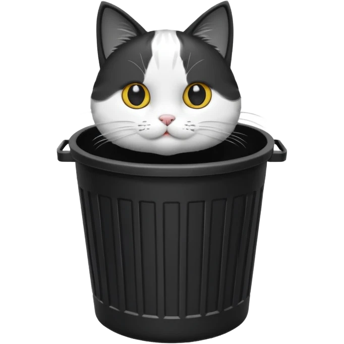 A cat inside a trash can emoji