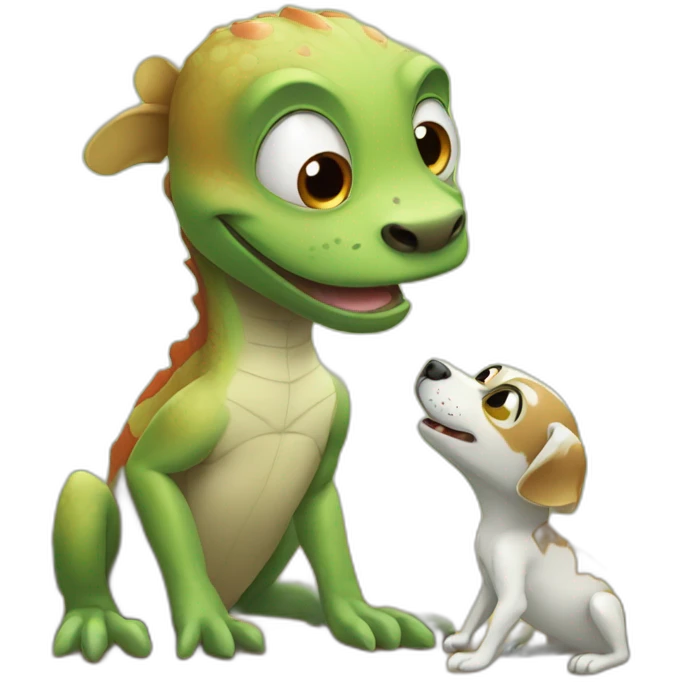 Lizard playing with dog emoji