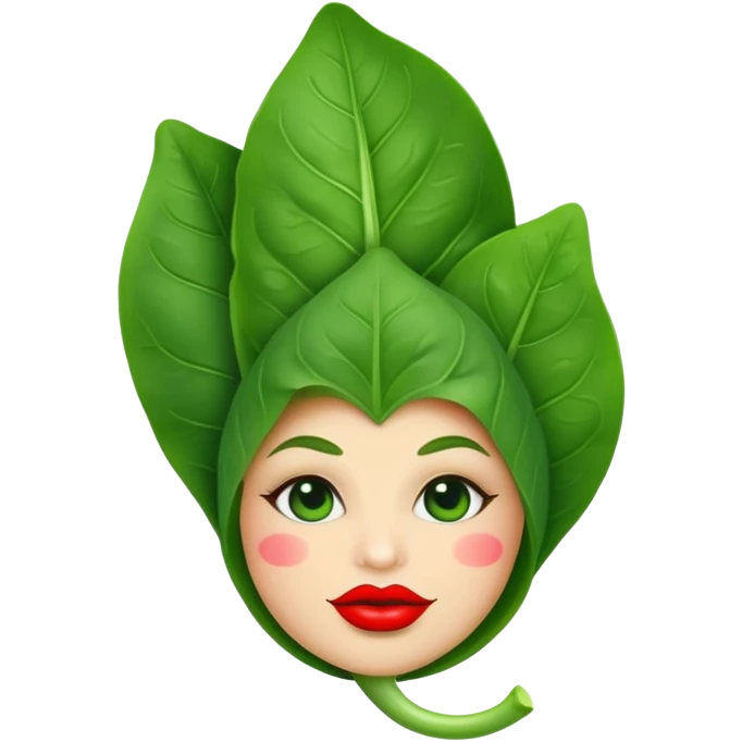 Spinach with red lips emoji