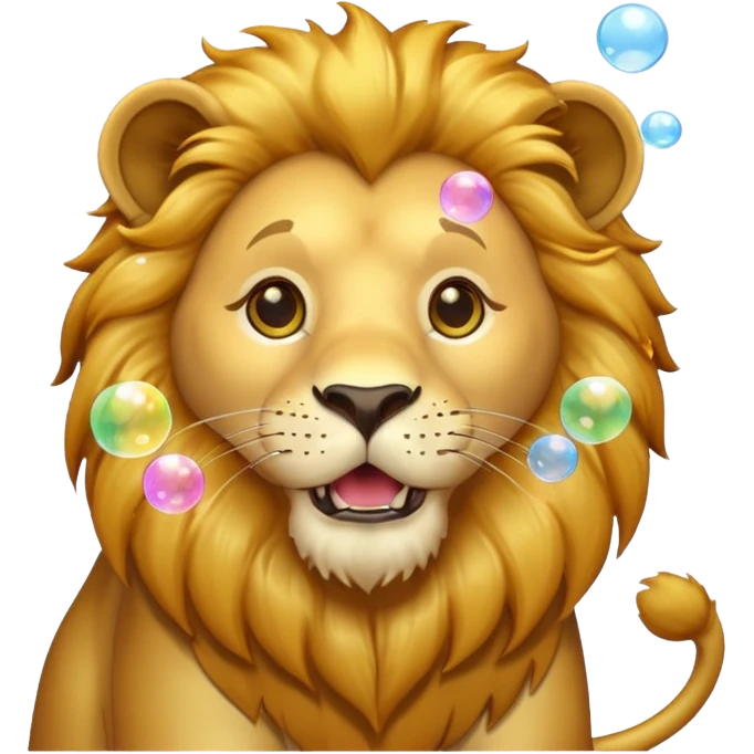  lion blowing bubbles emoji