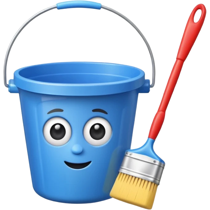 Bucket and brush for cleaning emoji
