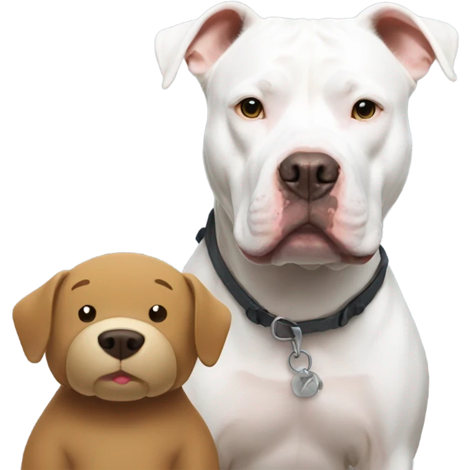 White pitbull with a bear emoji