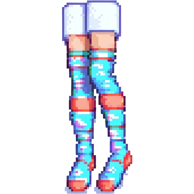 Make the socks thigh-high, keep the pixel art style. emoji