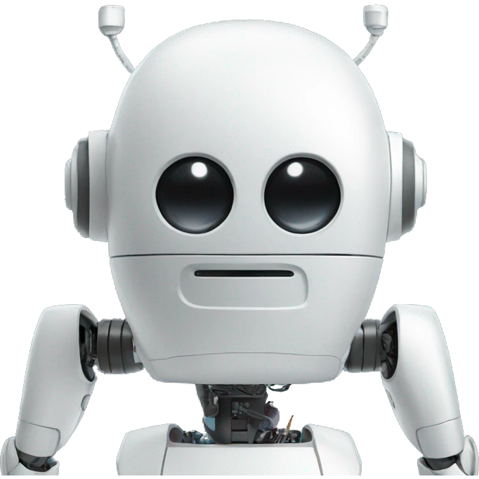  Kind robot with a computer emoji