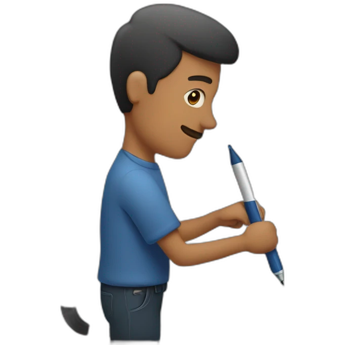 Man writing on a marker board emoji