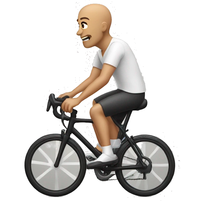 Bald man cycling with a black bicycle emoji