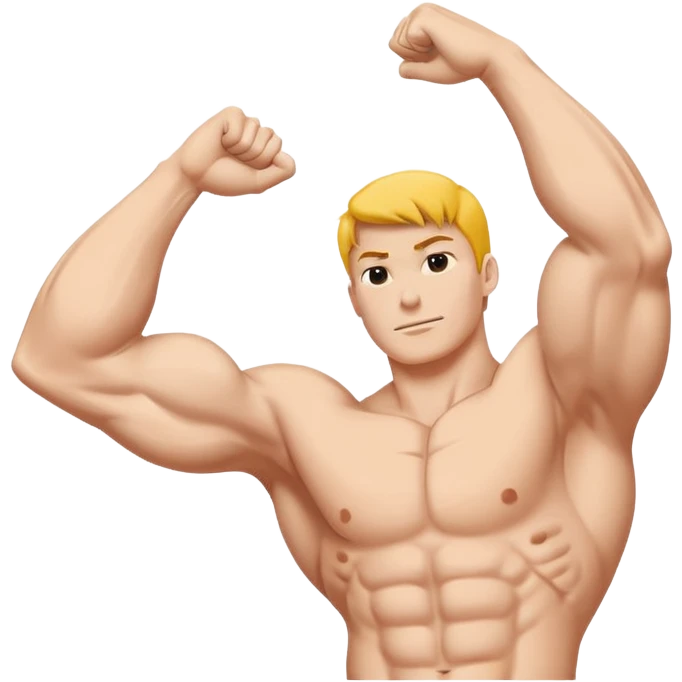 Flexing muscle arm with rising chart, bold minimal style, white background emoji