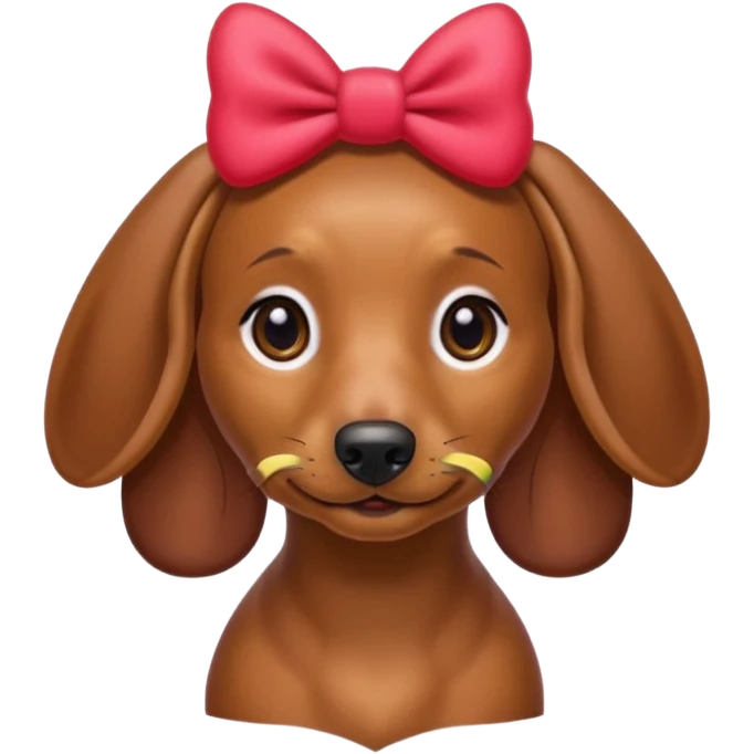 Female Dachshund with red hello kitty bow on her right ear emoji