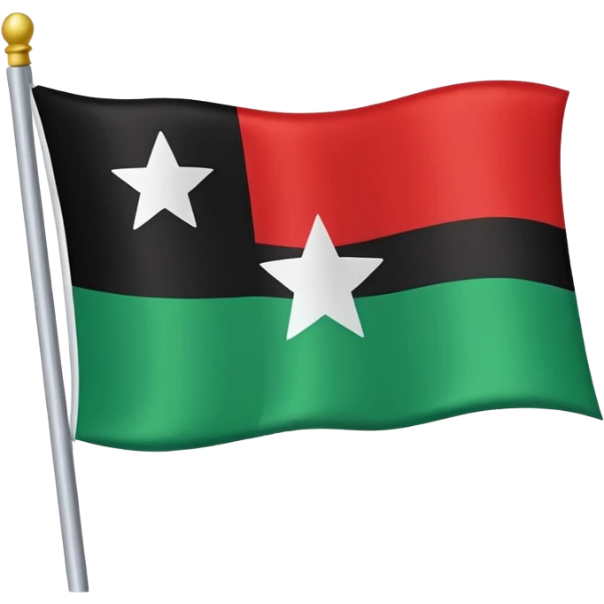 A three horizontally equal striped flag with green on top white in the middle and red in the bottom with a small black star in the middle emoji