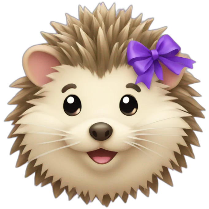 A smiling hedgehog with a purple bow emoji