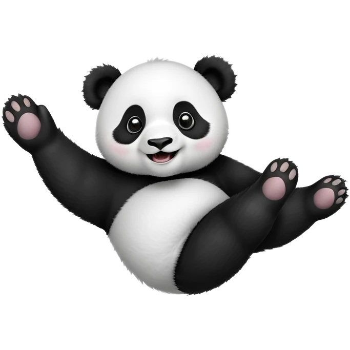 silly panda rolling on its back laughing with paws in the air emoji