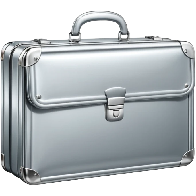 A luxury briefcase emoji made of polished silver chrome, smooth rectangular shape, metallic reflections, minimal high-end design, swag business aesthetic, iOS emoji style, centered, clean white background
 emoji