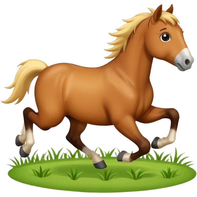 cute horse running on the grass emoji