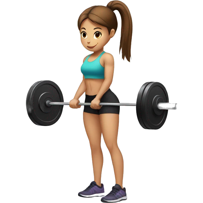 Girl with brown ponytail doing deadlifts  emoji