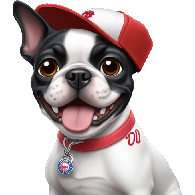 Boston terrier wearing a Philadelphia Phillies cap emoji