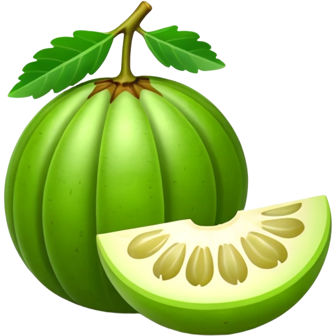 amla fruit, sliced open to show inside, green, glossy emoji