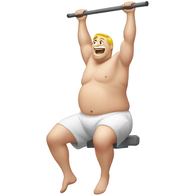 fat white guy shirtless doing pull ups emoji