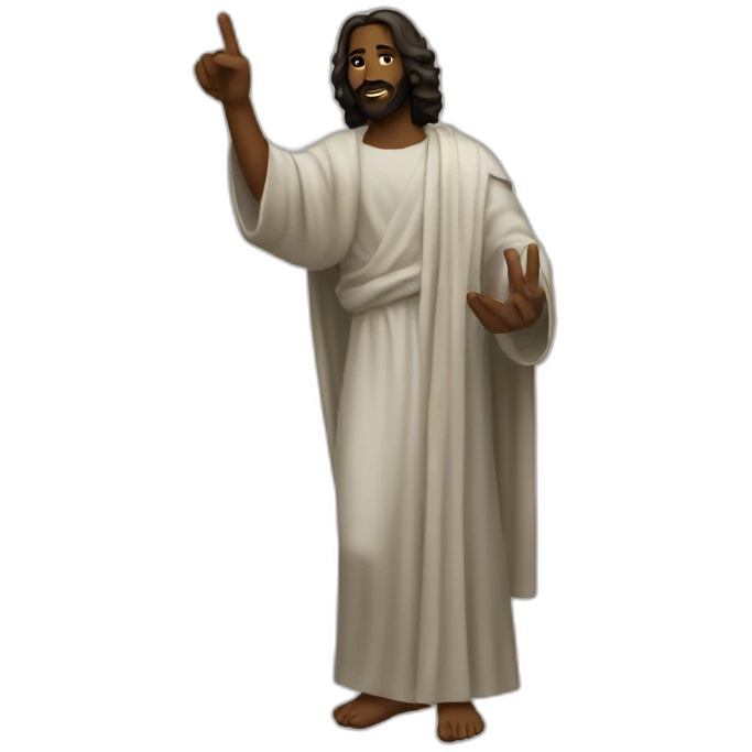 Black Jesus holding  up a peace sign emoji
