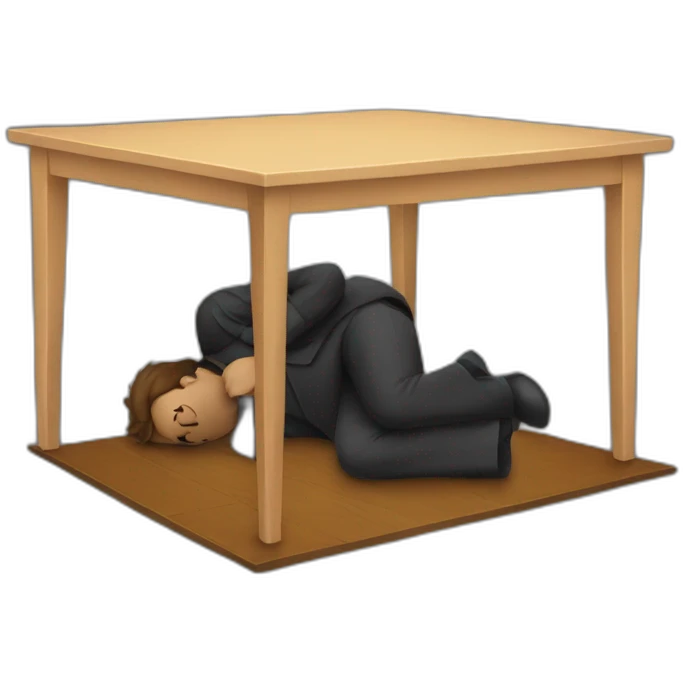 the man hid under the table emoji