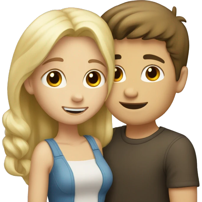 Blond Girl and brunette boy hugging emoji
