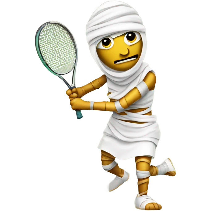 Mummy playing tennis. Full body wrapped in bandages emoji