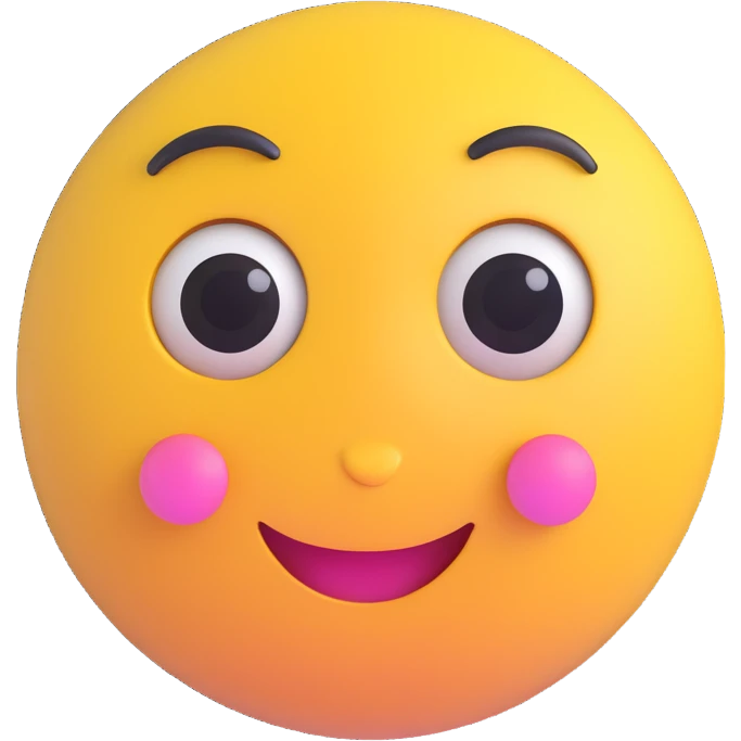 3D smiley emoji, nagy szempillás, szerelmes szemekkel, ábrándos emoji