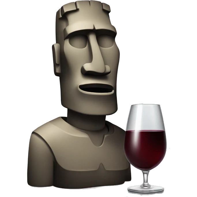 Un moai avec un verre de vin emoji