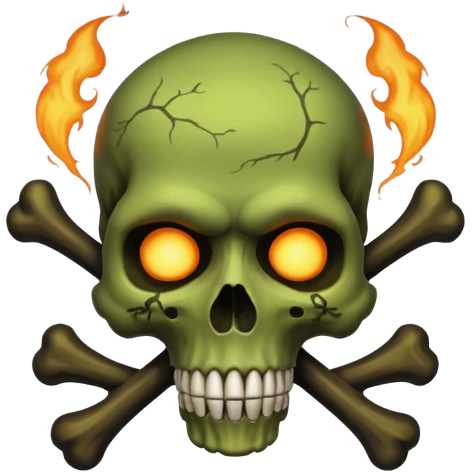 a poisonous cloud of gas, dark swamp color, with an image of a skull and two crossed bones behind the skull emoji