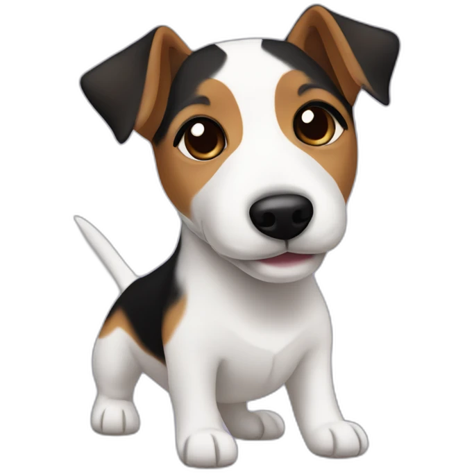 Jack Russell Terrier with a black and tan face, black body and white legs emoji