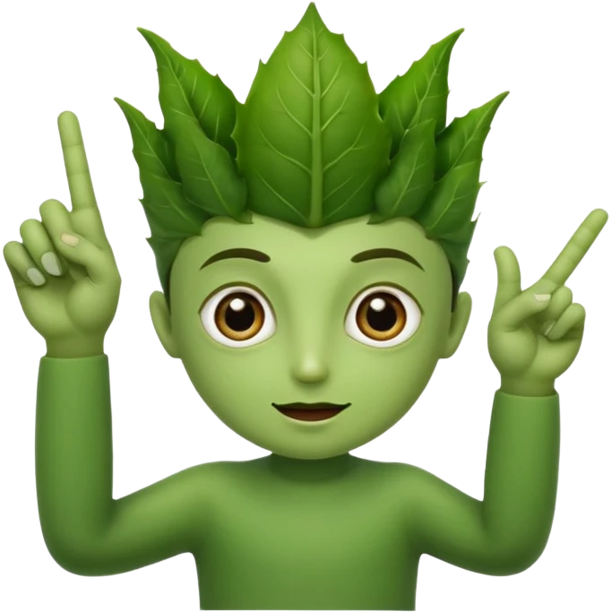 bhindi with big eyes antwo hands showing vitory sign emoji