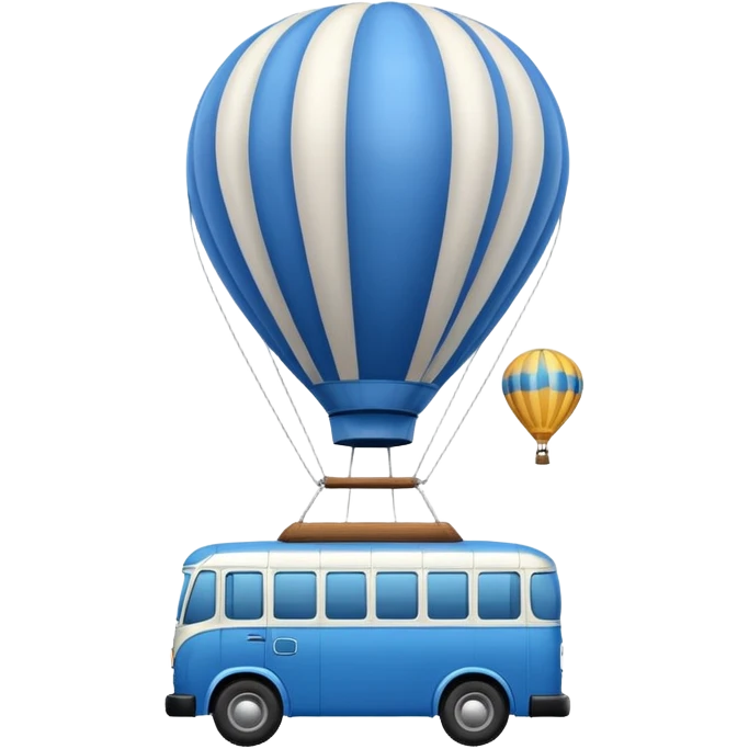 make me a high definition emoji of a Blue bus suspended by a single hot air balloon make the bus realistic and have just 1 hot air balloon emoji