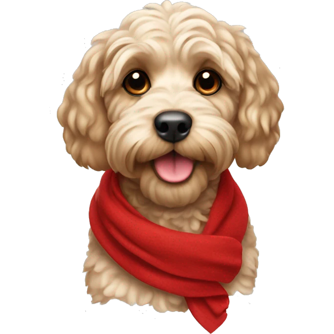 Cockapoo with a red scarf emoji