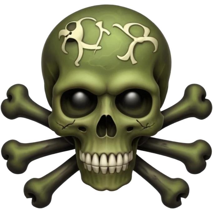 a poisonous cloud of gas, dark swamp color, with an image of a skull and two crossed bones behind the skull emoji