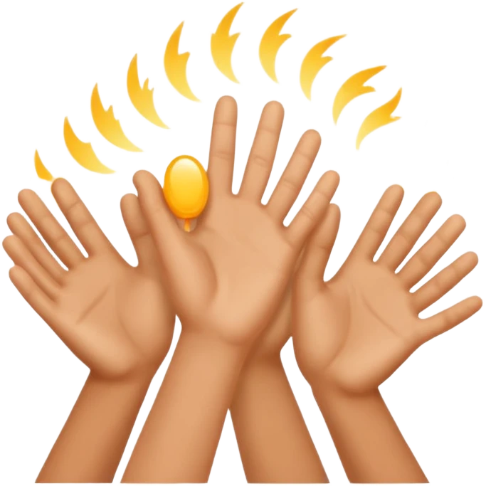 hands clapping, joyful celebration, focus on hands, motion blur, bright blue background emoji