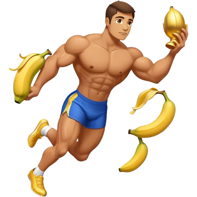Athlete with prize in hand bleeping on banana peel  emoji