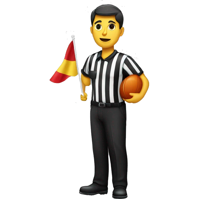 Assistant referee with a red and yellow flag of offside in his hand emoji