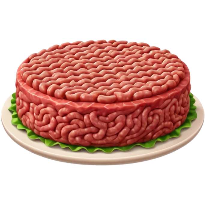 raw ground meat object icon, fresh minced beef, 3D cartoon, mobile game icon style, clean background, soft shadow, no text, no watermark emoji