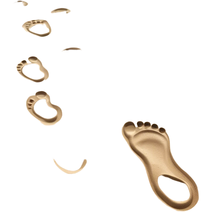inner child footsteps on sand with other bigger footsteps beside emoji