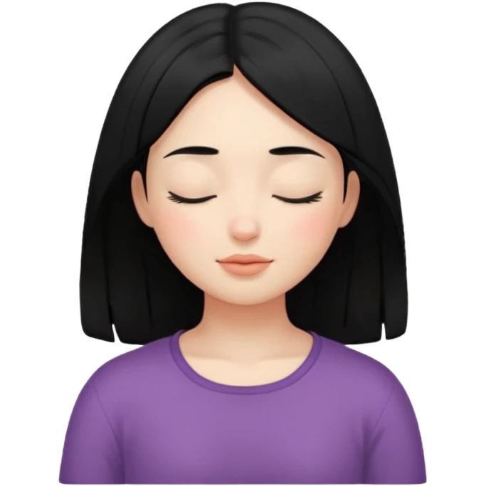 девушка с черными волосами с расслабленным лицом и закрытыми глазами emoji