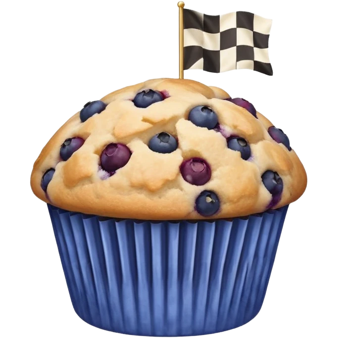 Blueberry muffin with a checkered race flag  emoji