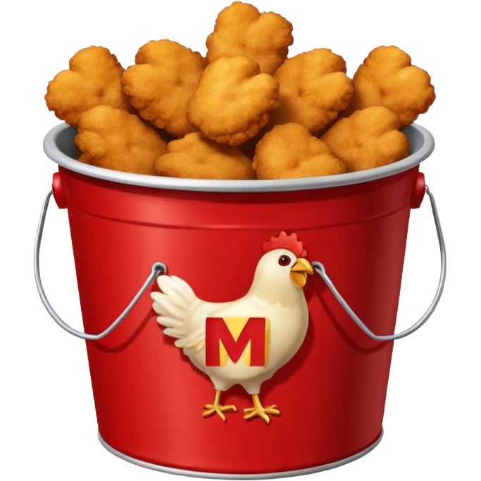 ai aik bucket banao full of nuggets and os par aik red colour ka old ma bana ha emoji