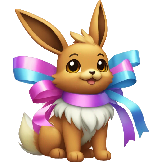Shiny colorful Eevee with ribbons emoji
