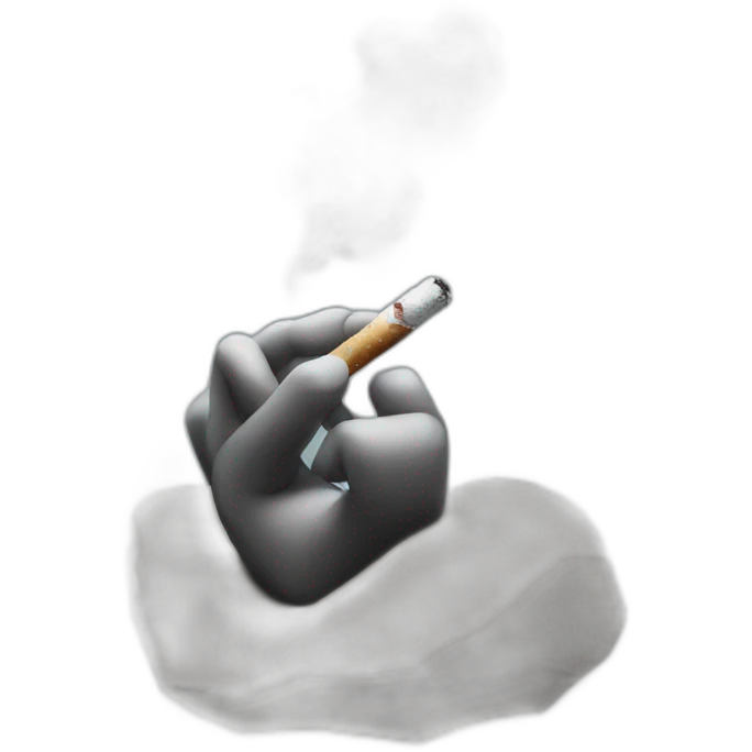 rock smoking with thinking hand emoji